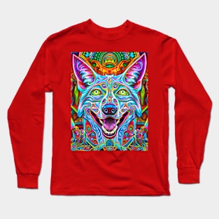 Coyote The Trickster (5) - Trippy Psychedelic Canine Long Sleeve T-Shirt